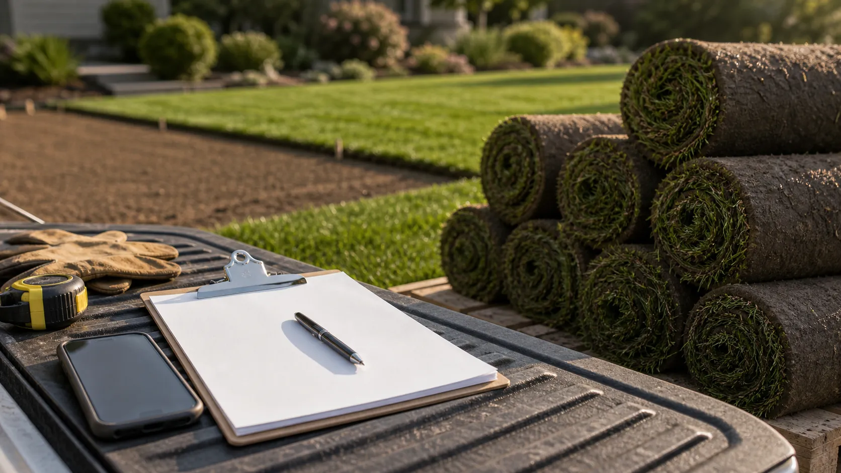 Park Avenue Turf sod quote planning for delivery or installation Sod quote planning materials with fresh turf rolls for delivery or installation request